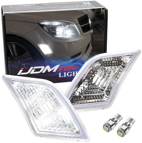 iJDMTOY clear side marker lamps with Xenon white LED bulbs unboxed view