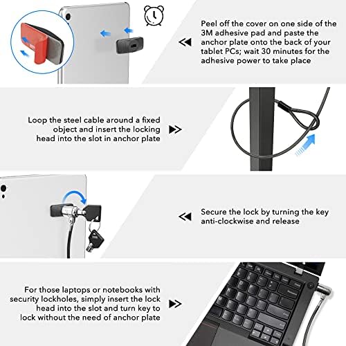 AboveTEK universal tablet security lock being unlocked with one of the two included keys.
