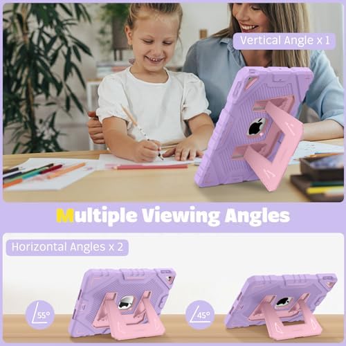 Fintie durable impact resistant kids case purple highlighting horizontal viewing mode position
