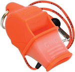 Fox 40 Sonik Blast CMG Whistle front view showing orange color and cushioned grip