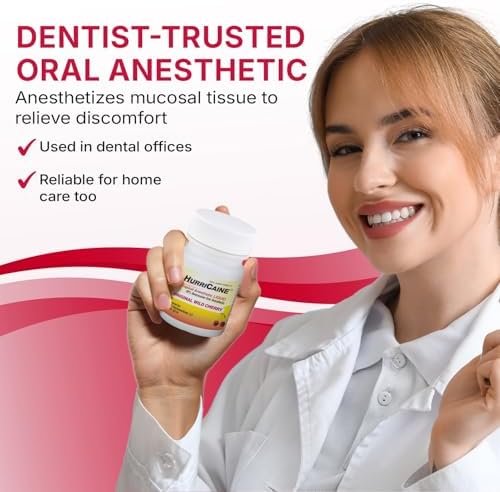 Close up of Hurricaine oral anesthetic liquid active ingredients label