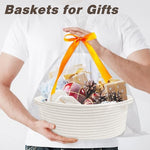 Pro Goleem cotton rope gift basket filled with items inside the included clear wrapping bag.