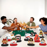 Close up of casino themed honeycomb base for table party decor