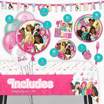 Barbie themed plates and napkins for birthday party setup
