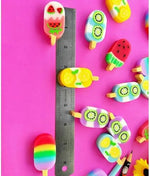 Assorted colorful ice cream shaped erasers for kids