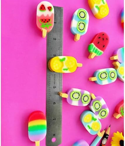Assorted colorful ice cream shaped erasers for kids