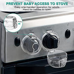 Close up of Grenfu double-key childproof gas stove knob guard