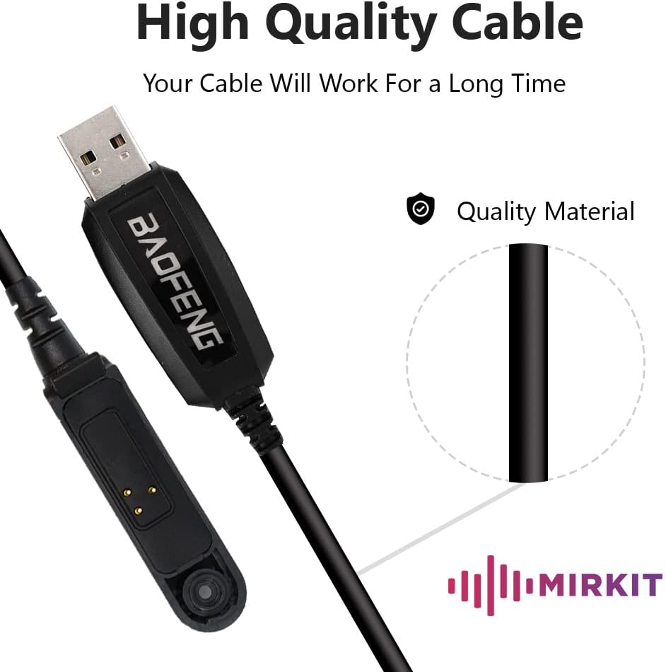 Mirkit packaging and branded Baofeng programming cable accessory