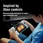 ASUS ROG Xbox Ally rear view showing ergonomic design and ventilation slates