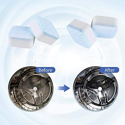 Washing machine cleaner being placed in a front load washer drum