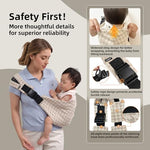Side view of a father adjusting the premium Lujifo baby sling carrier for a secure hands-on fit.
