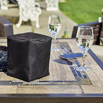 Folded black fabric audio covers for safe storage