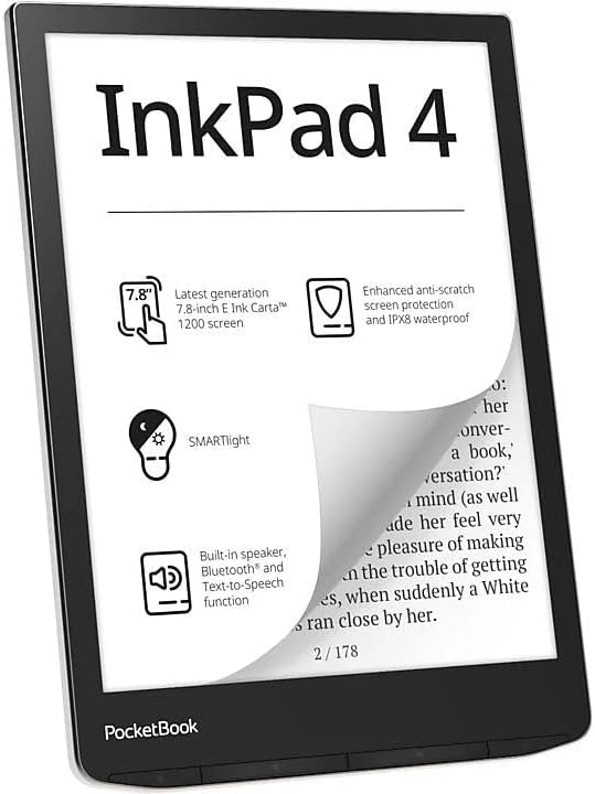 PocketBook InkPad 4 side profile showing ergonomic design
