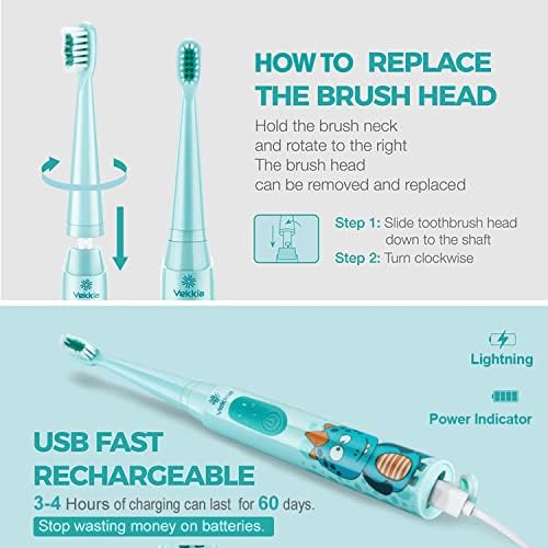 Vekkia waterproof kid toothbrush handle showing the ergonomic lightweight grip tailored for small toddler hands.