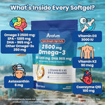 Arofum high potency 2500 mg fish oil lemon flavored burpless softgels