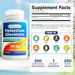 Best Naturals Potassium Gluconate label showing supplement facts