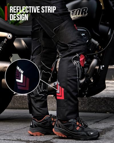 Side angle view of the winter motorcycle leg warmers highlighting the adjustable wide hook-and-loop straps for a secure fit.