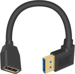 Poyiccot Right Angle DisplayPort 1.4 Cable 15cm front view showing the 90 degree male connector plug.