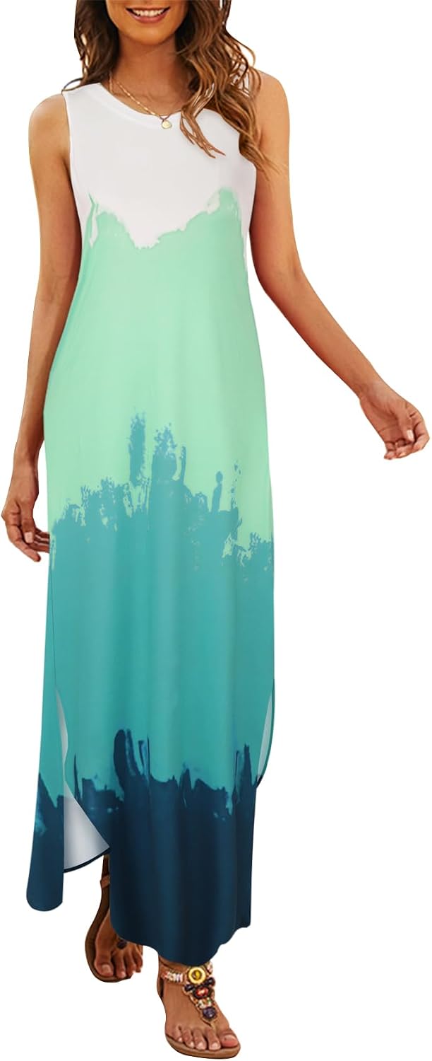 Hount Women's Casual Summer Sleeveless Dress Loose Split Maxi Dresses with Pockets - Image 11