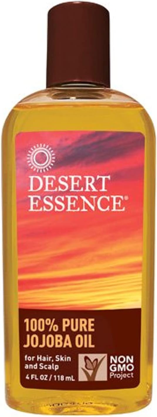 Desert Essence pure jojoba oil 4 fluid ounce multi purpose skin and hair moisturizer front view