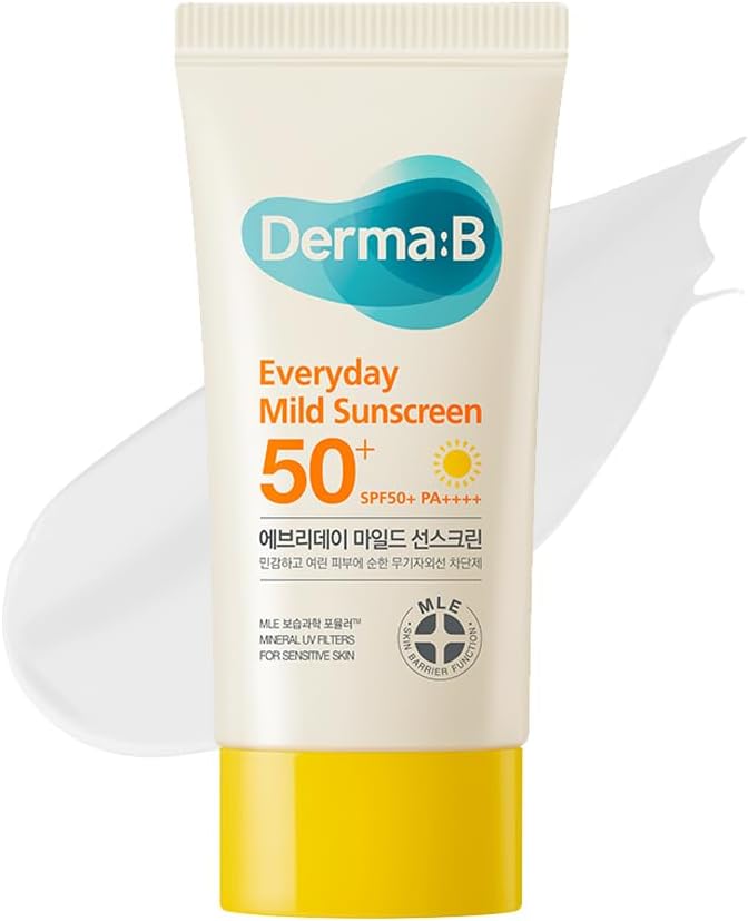 Derma B Everyday Mild Sunscreen SPF 50 Plus 50ml front view bottle for daily skincare.