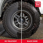 Close up of high-gloss finish on car tire using Griot's Garage