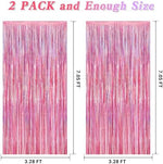Close up view of the tear-resistant 23 micrometer PET material on the pink streamer curtain backdrop