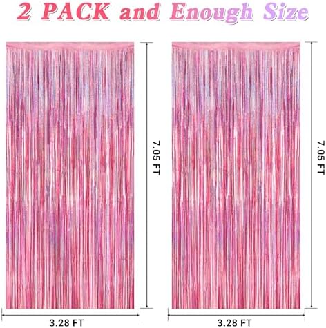 Close up view of the tear-resistant 23 micrometer PET material on the pink streamer curtain backdrop