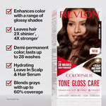 Revlon ammonia free hair dye kit components including developer bottle and colorant