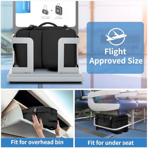 ZOMFELT laptop rucksack showing the 180-degree TSA lay-flat compartment opened at airport security.
