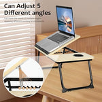Cinica white wooden laptop tray in folded storage position