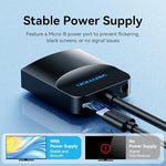 Vention VGA to HDMI Adapter side angle demonstrating the zero point five feet flexible cable construction.