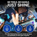 Professional detailer using Zephyr Pro 40 on a chrome bumper for a streak-free finish.