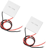 Aideepen Peltier Module TEC1-12706 thermoelectric cooler front view displaying printed specifications on white ceramic plate.
