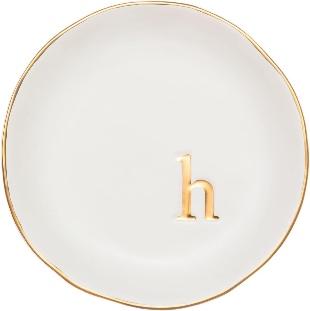 Collective Home ceramic jewelry tray front view with monogram