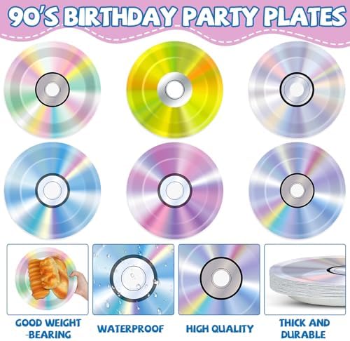 Sixty count 90s throwback music party dessert tableware set