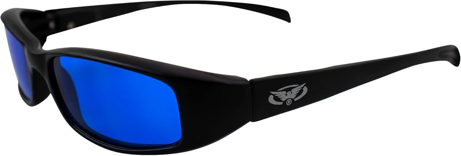 Global Vision New Attitude motorcycle sunglasses front view showcasing matte black frame.