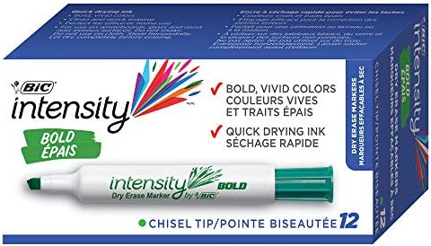 Green chisel tip dry erase marker close up