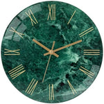 Lumuasky Tempered Glass Modern Wall Clock, Marble Design 12 Inch Silent Non-Ticking Quartz Battery Operated Decorative Round Easy to Read Clock for Home Decor (Emerald, Roman Numerals) - Image 2