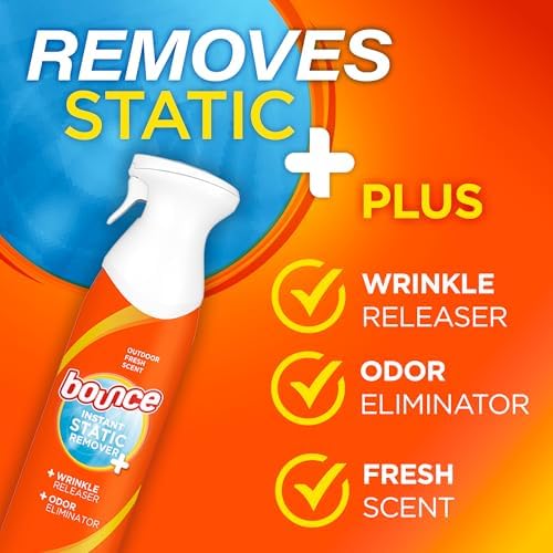 Bounce fabric refresher and odor eliminator spray packaging detailed look