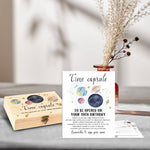 Wooden time capsule box for first birthday memories
