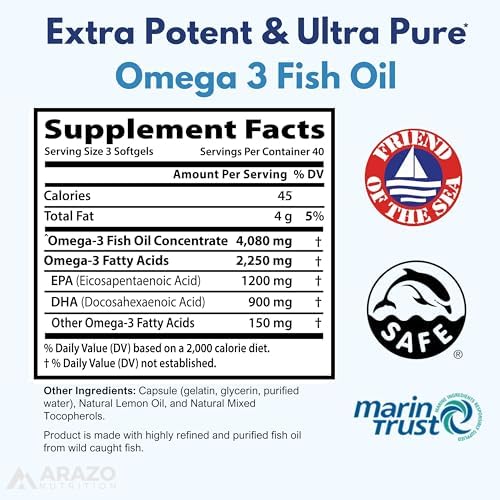 Arazo Nutrition authentic high EPA and DHA fish oil packaging details