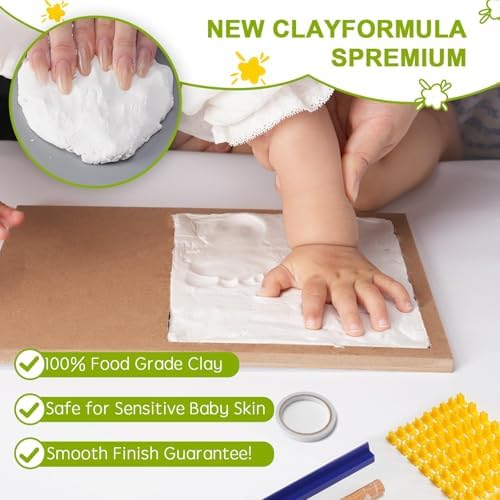 Hzorille personalized new mom gift set including wooden frame and safe clay materials