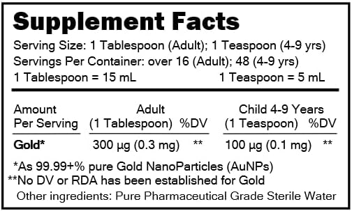 Sirius Metals True Colloidal Gold liquid color in glass bottle