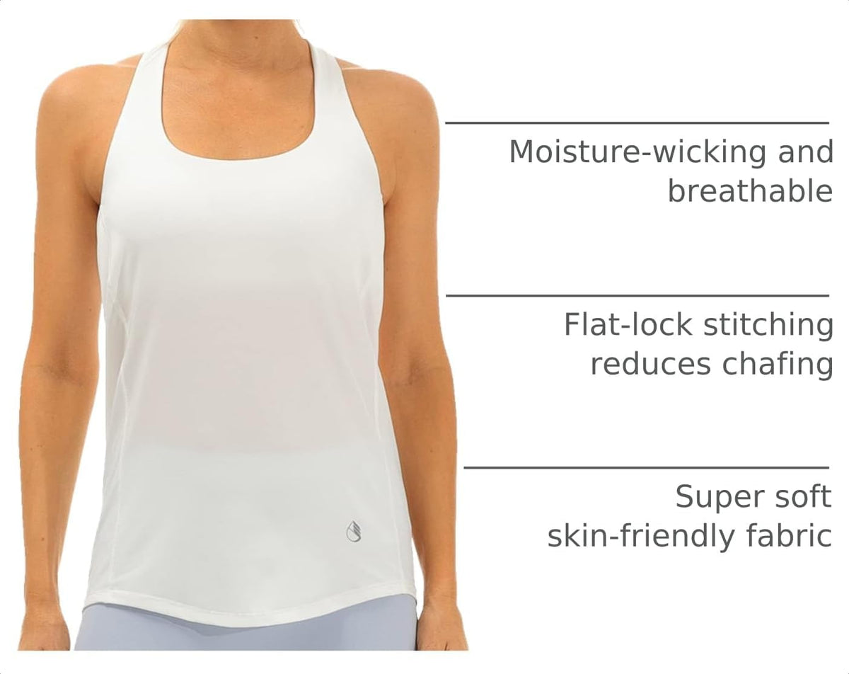 Icyzone workout tank top moisture-wicking fabric detail