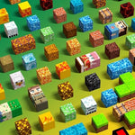 Close up of pixelated magnetic cube blocks for kids