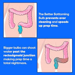 The Bottom's Digest anal douche with 6 centimeter white tip detached for cleaning.