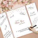 Detailed view of We Will Miss You text on signature board