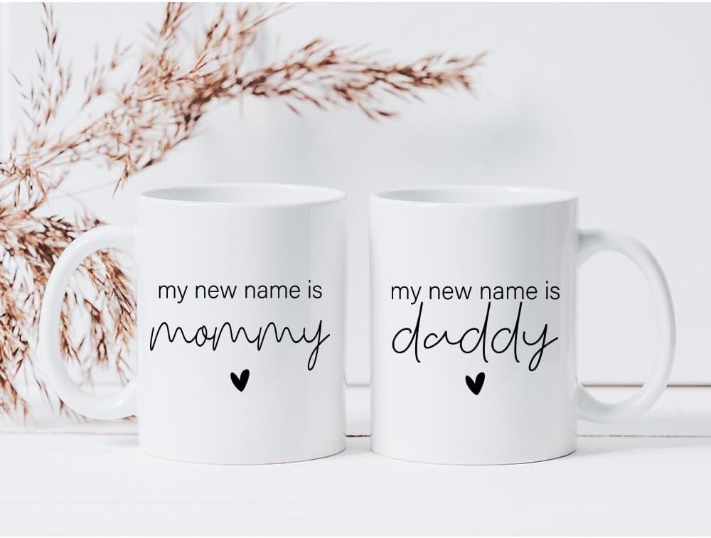 CATABUBU est 2027 pregnancy announcement coffee cups side view