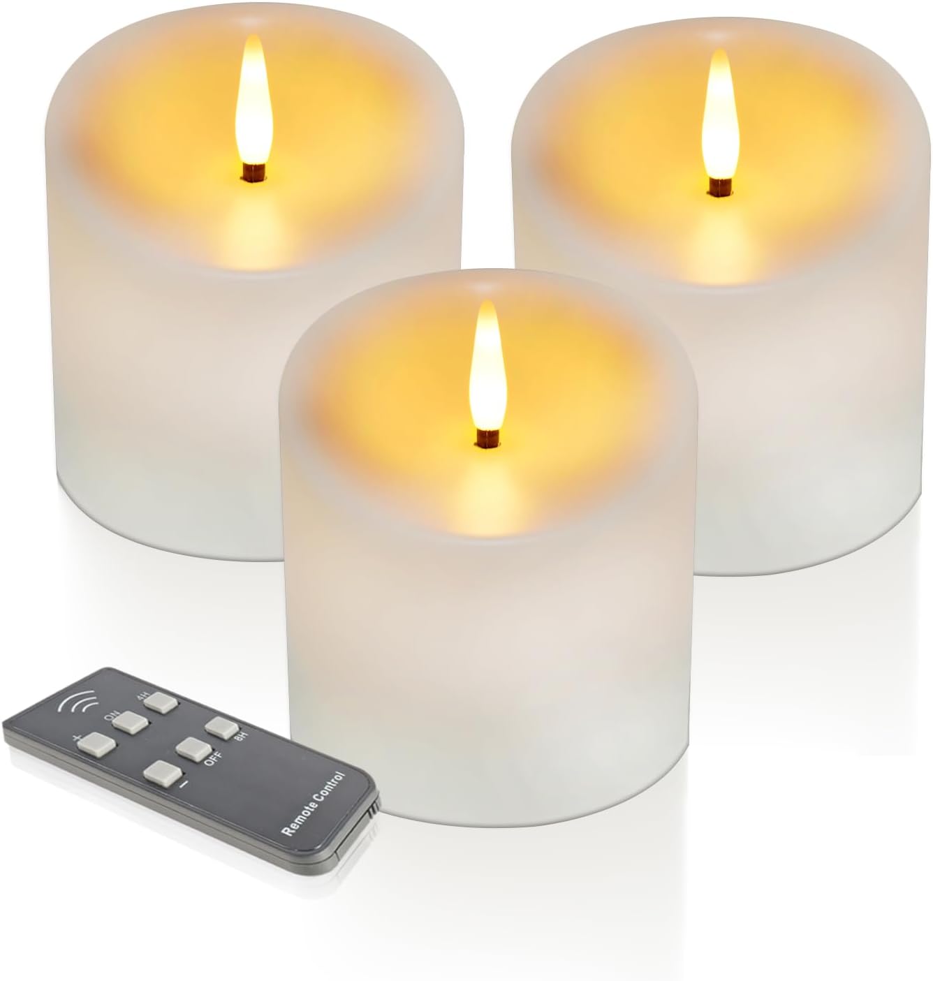 TECHLONG outdoor waterproof flameless candles front view showcasing ivory pillar design